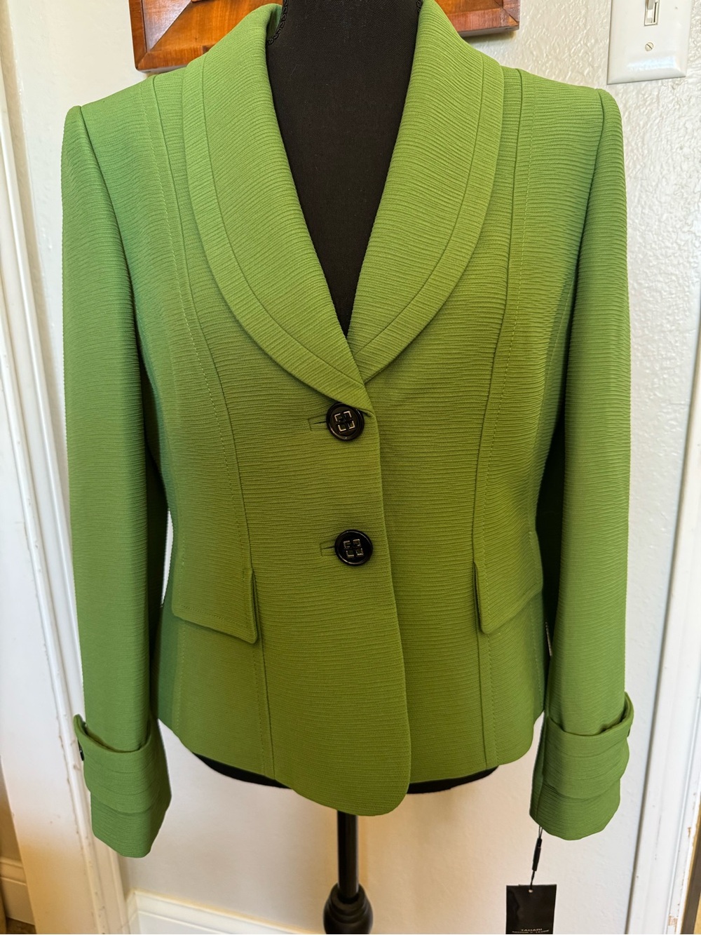 NWT Tahari Lime Green/Black Shawl-Collar Blazer and Skirt Suit Set 10P